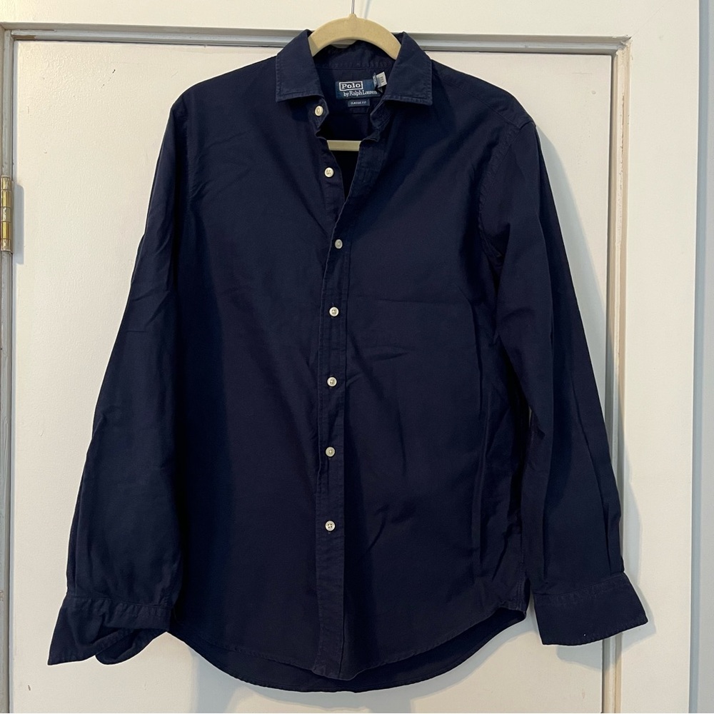 Polo by Ralph Lauren Navy blue Casual Button Down Shirt men’s medium WASH WEAR